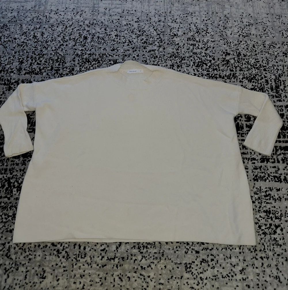 TOUCHE PRIVE Cream Oversized Drop Shoulder Knit Tunic Sweater Standard/One Size - Picture 8 of 12